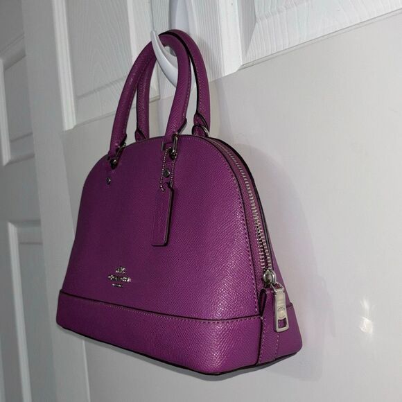 Coach mini sierra satchel purse/bag purple crossgrain leather + wallet F57555 - Picture 3 of 12